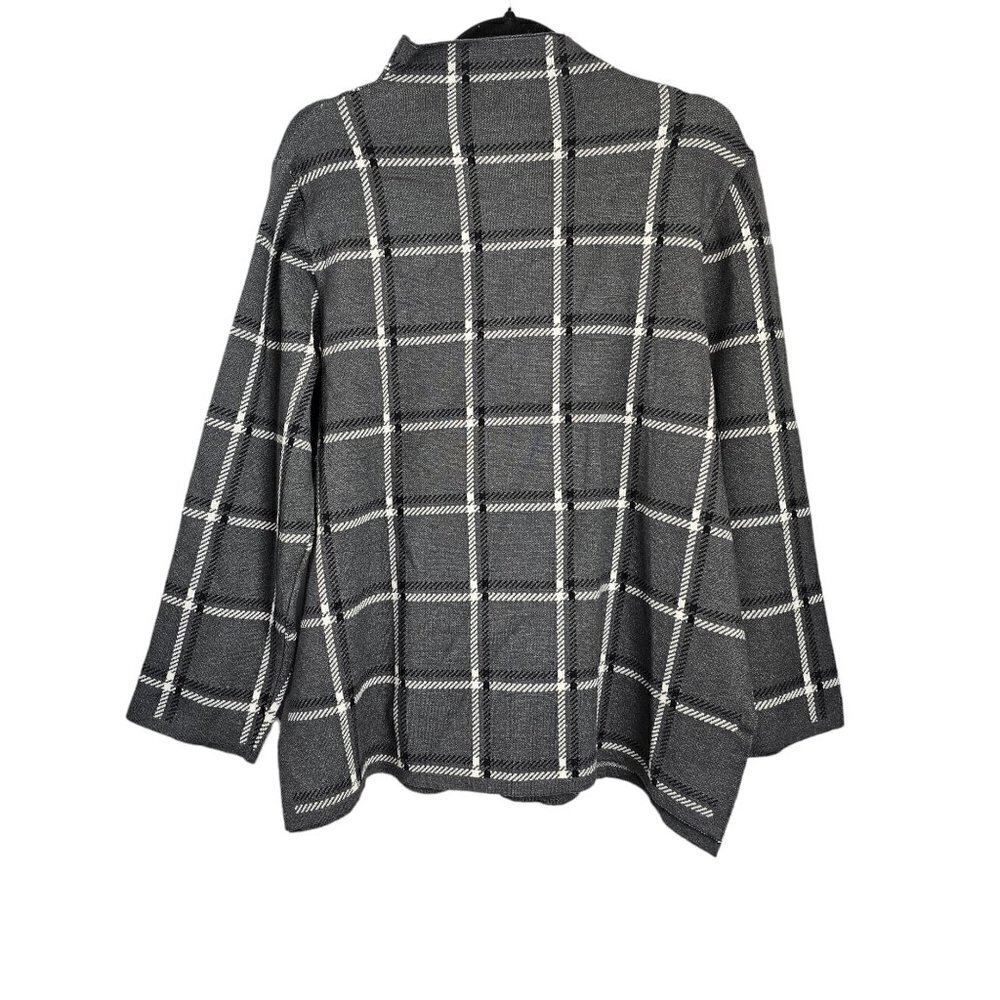 Anne Klein Long Sleeve Black Plaid Mock Neck Sweater Top NEW - Picture 7 of 9